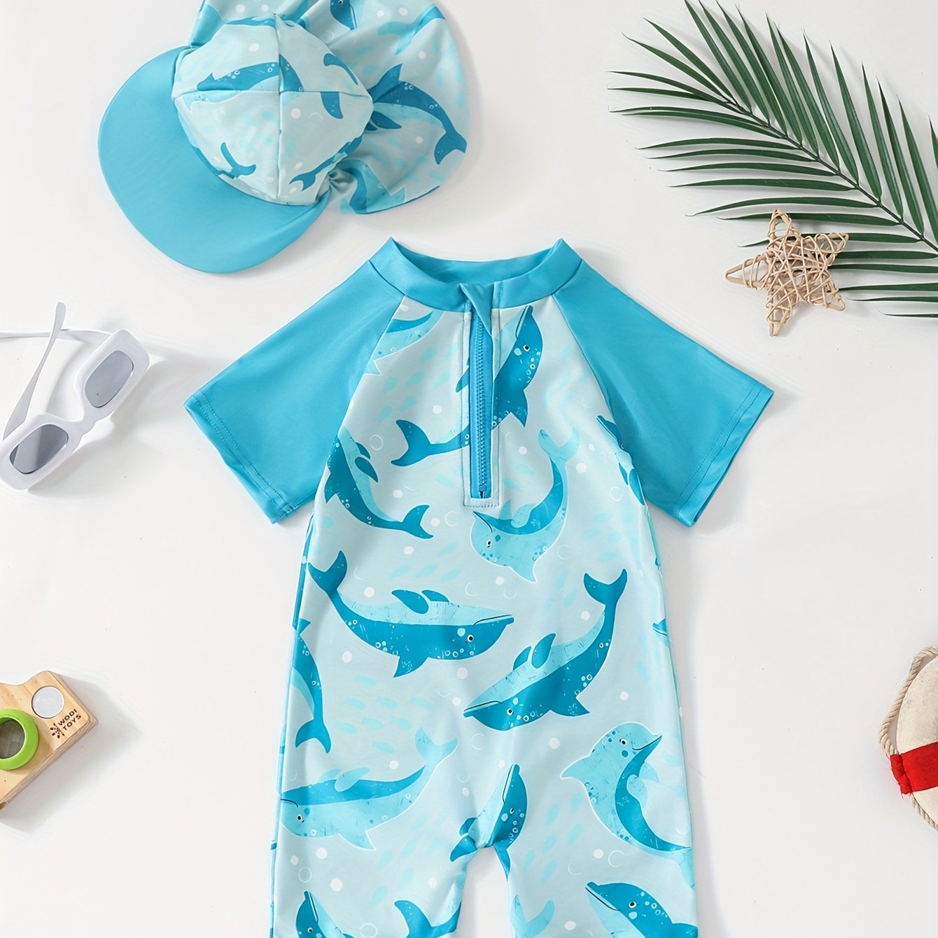 Image of A -piece Swimsuit With A Cute Sun Hat