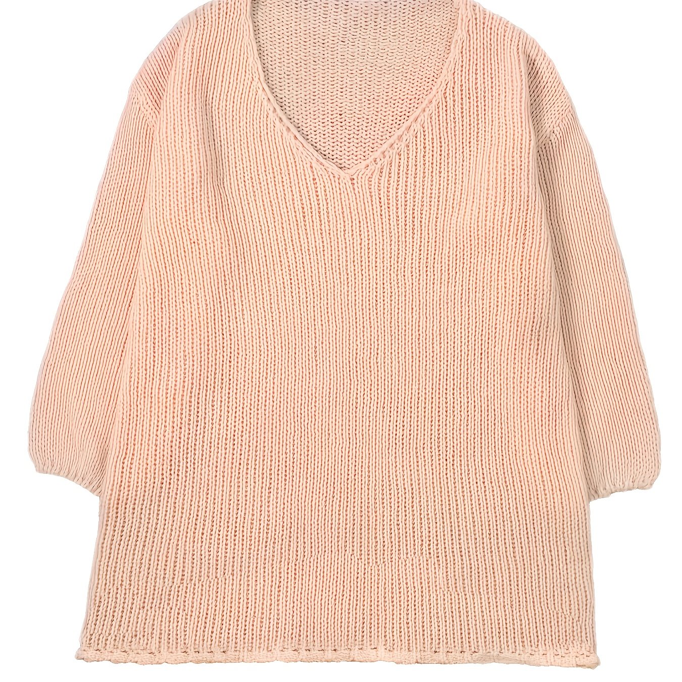 Image of Plus Size - Plus Size - Mianmian Directed To Europe And America Plus Size Women's Autumn And Winter Soft Pullover V-neck Sweater Women's Sweater