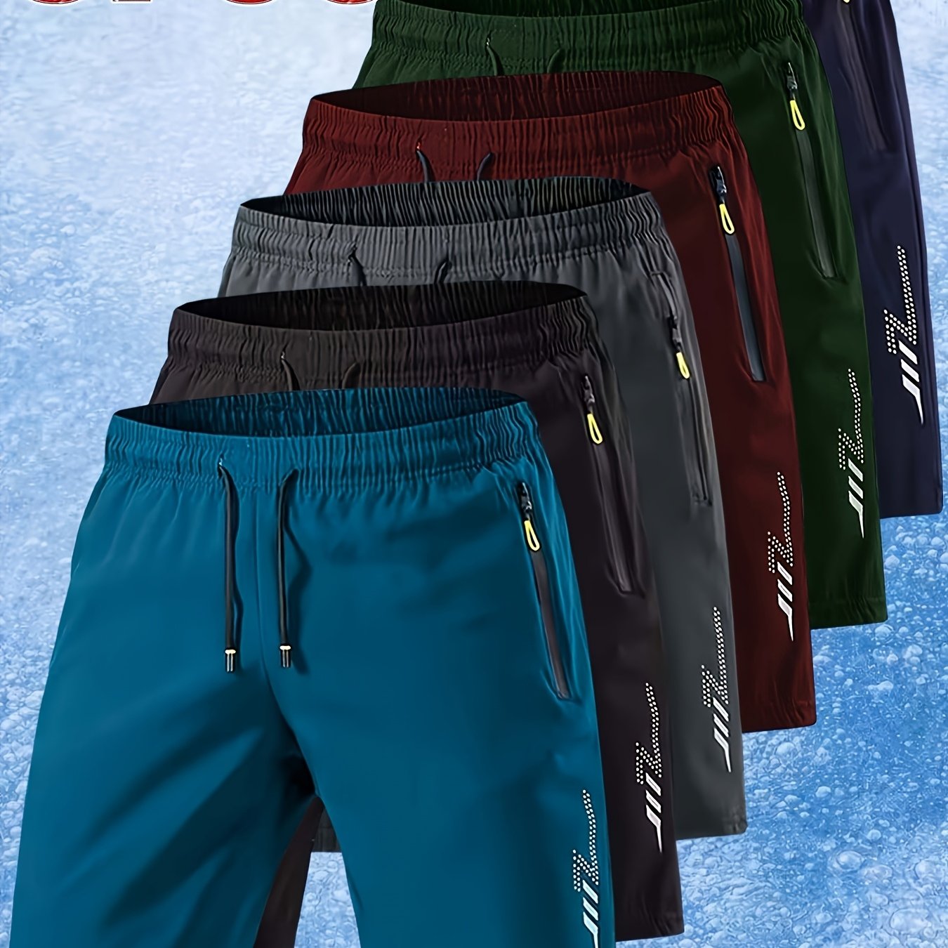 TEMU Set van 6 stuks, geschikt voor zowel mannen, vrouwen als koppels. Casual sportshorts voor thuis. Geometrische patroonprint. Zakken met rits.