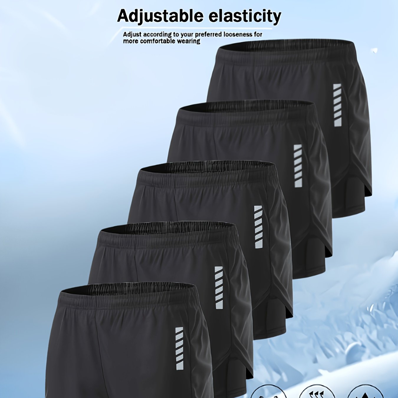 TEMU 5-pc Men's Running Shorts Spliced Training Shorts 2-in-1 Men's Casual Sports Pocket Lined Shorts