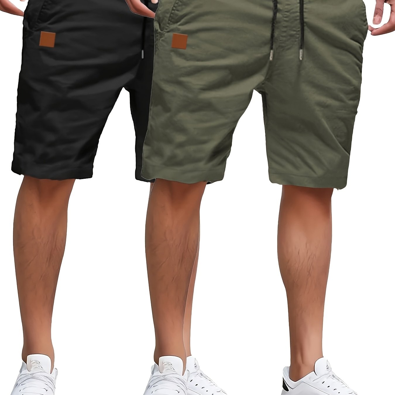 2pcs Men' Color Casual Athletic Shorts Set, Summer Outdoor Shorts