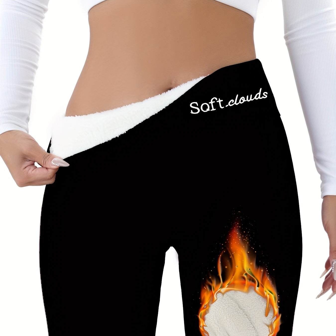 Image of Autumn/ Embroidered Elegant Women's -lined Leggings, Comfortable, Soft, Stretchy, Winter Warm Leggings, Warm Casual Stretch Pants