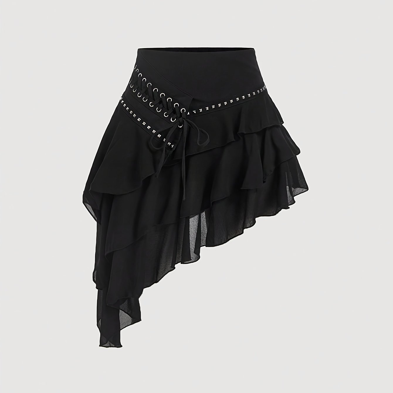 E-shop Damen Mehrschichtiger Rüschenrock mit asymmetrischem Saum, Bohemian Style, Urlaubsstil, festlicher Stil,