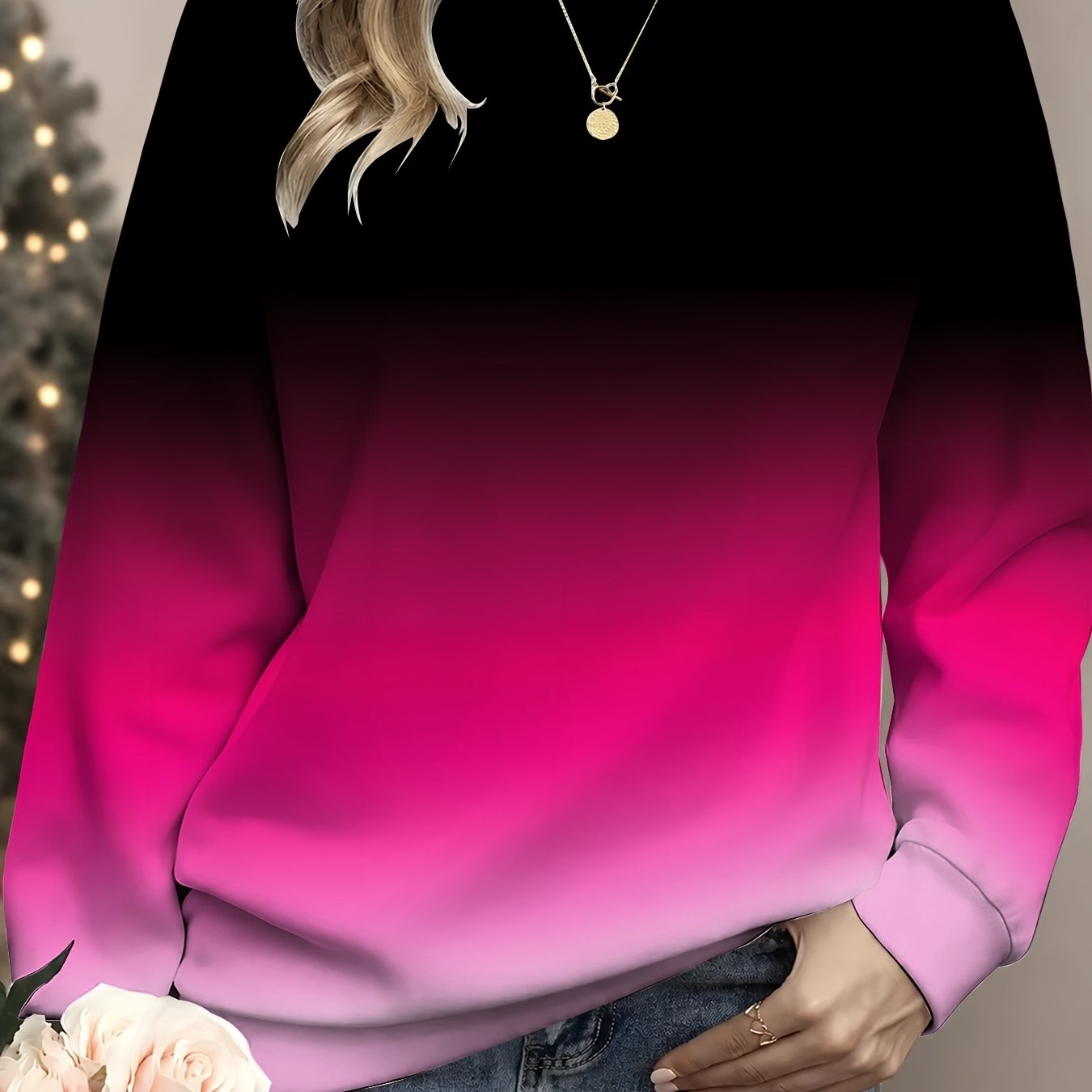TEMU Spring/autumn New Arrival Trendy Crew Neck Long Sleeve Sweatshirt For Women, Outdoor Streetwear Fashion Casual Top