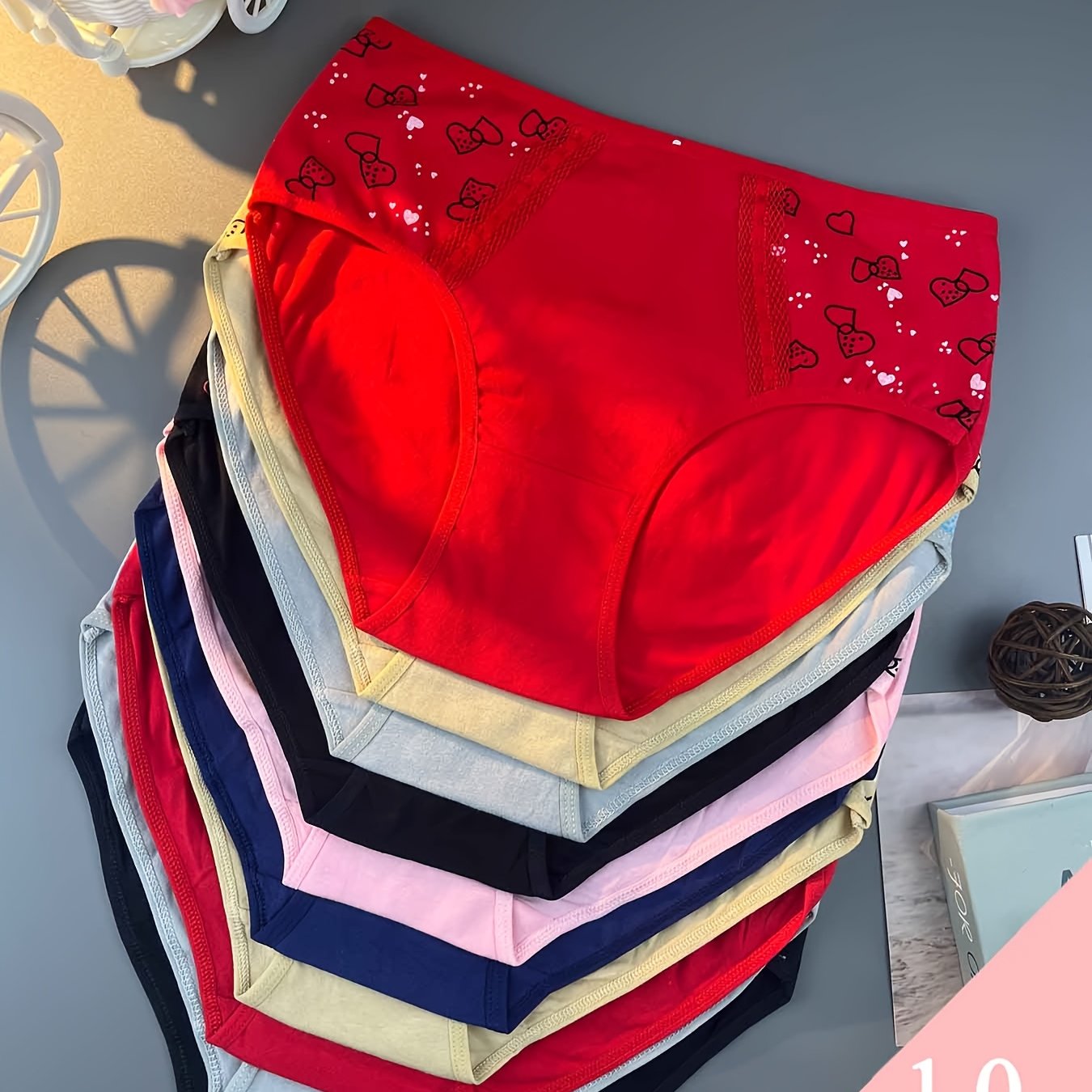 Image of 10pcs [lady Lingerie] Ladies Stretch Underpants Maxi Print Briefs Multipack Soft Fabric Knickers Everyday Essential Lingerie Set Summer Clothing Gifts (colors Random Delivery)
