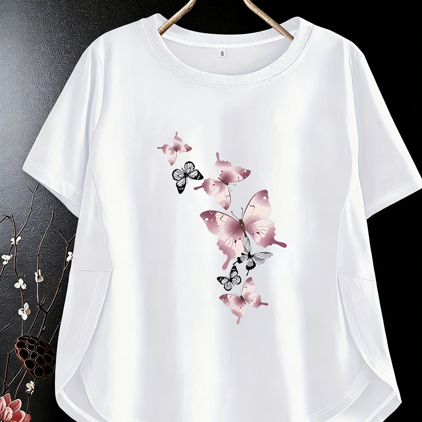 TEMU Spring And Summer Women's Loose Round Neck Short Sleeve Printed T-shirt - A Casual Short Sleeve Round Neck Style, Breathable And Skin-friendly,