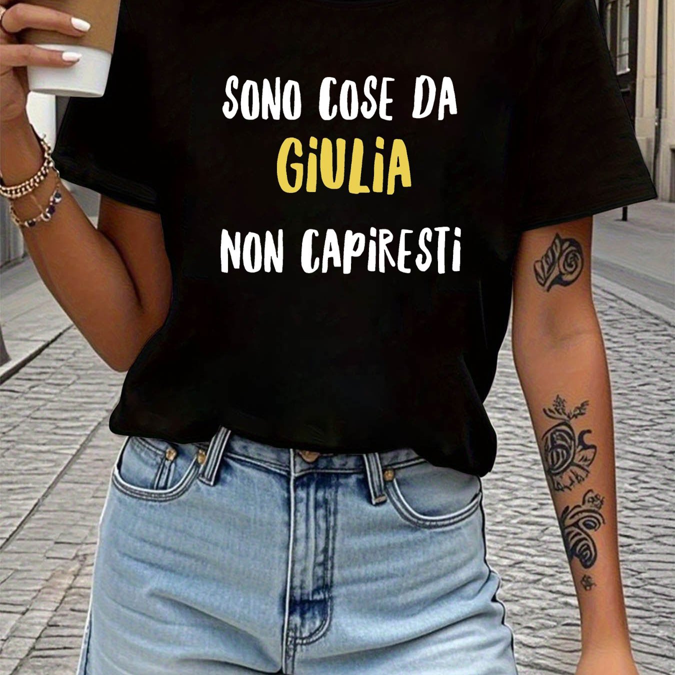 TEMU Italian Are 's Things You Will Not Letter Print Women's T-shirt, Short Sleeve Crew Neck Casual Top For Summer & Spring, Women's Clothing