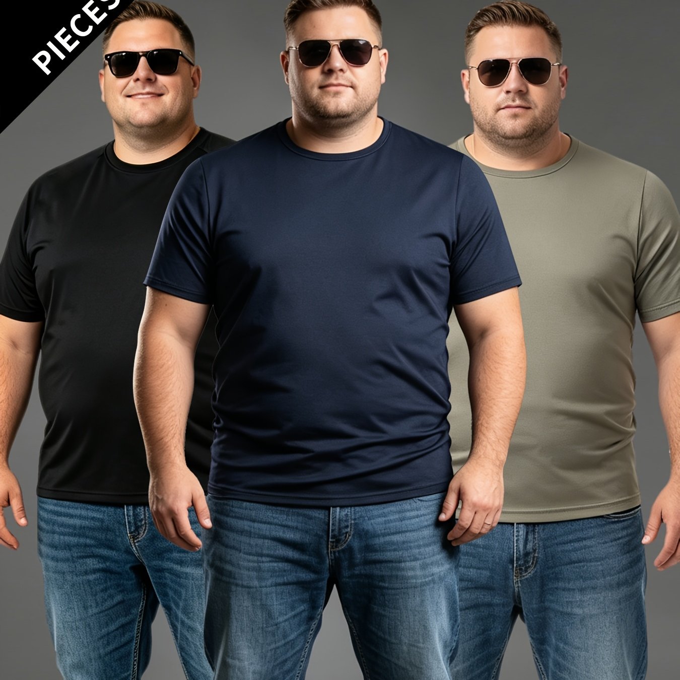 TEMU 3- Size Men's Short-sleeved Summer Cool T-shirt Solid Color Short-sleeved T-shirt Summer Men's Running Jersey Round Neck Top
