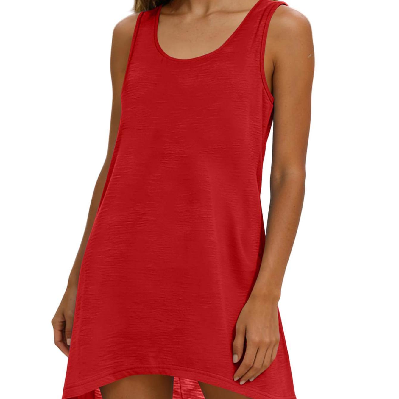 Image of Casual Sleeveless Mini Dress For Women Loose Tank Dress Comfortable Summer Dress