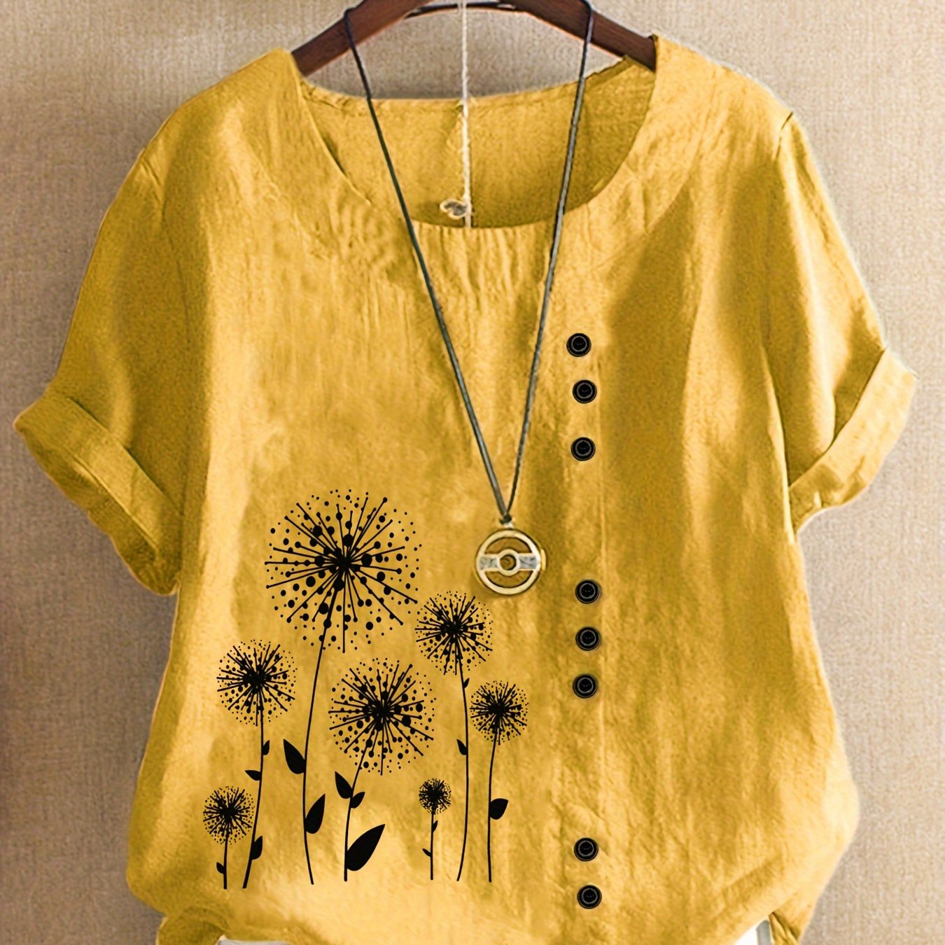 Image of Plus Size, A New Plus-size Women's Casual Printed Pullover Loose-fit Round-neck Short-sleeve Shirt, Hot-selling For Spring And Summer