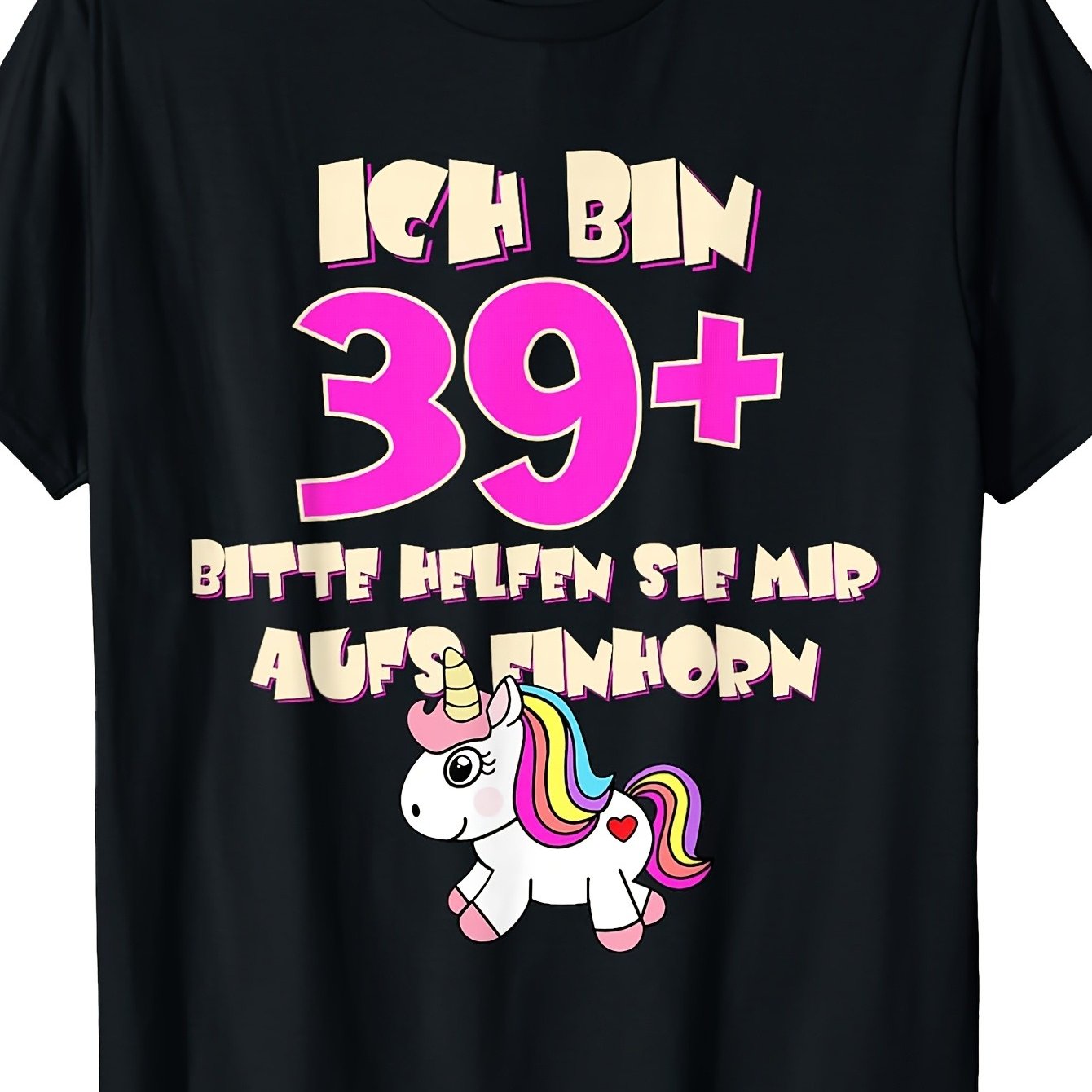 Image of Plus Size I Am 39 Funny Saying With Unicorn 40th Birthday Men's Short Sleeve Big And Tall, Plus Size