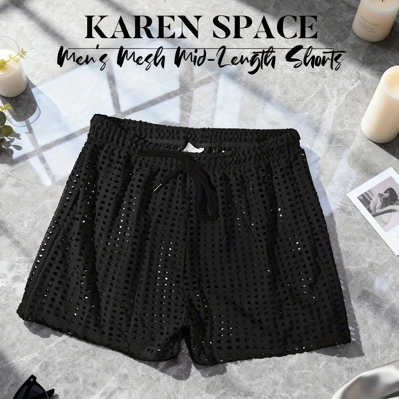 TEMU Sheer Mesh Mesh Shorts With Drawstring, Slim-fit Sexy Shorts, Hot Guy's Intimate Pants, Breathable And Not Stuffy, Summer Boyfriend Shorts,