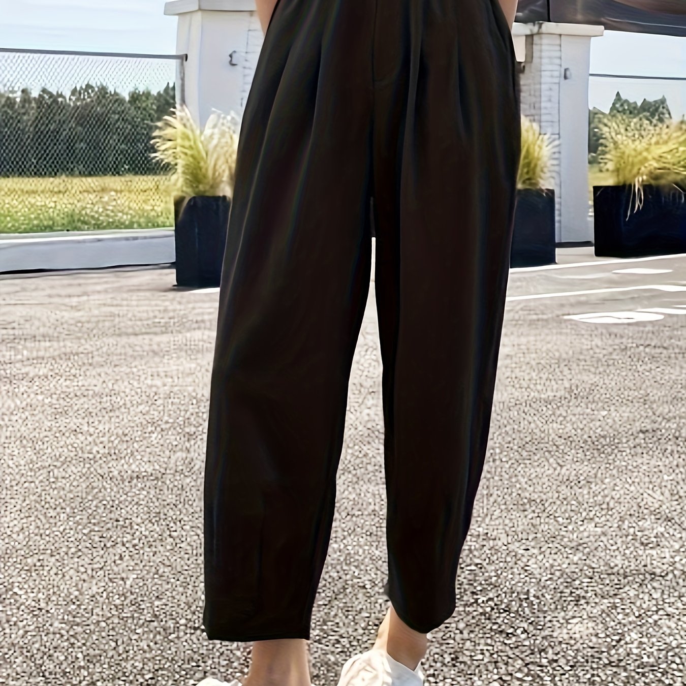 E-shop Damen High-Waist Casual Plissee Schlaghose