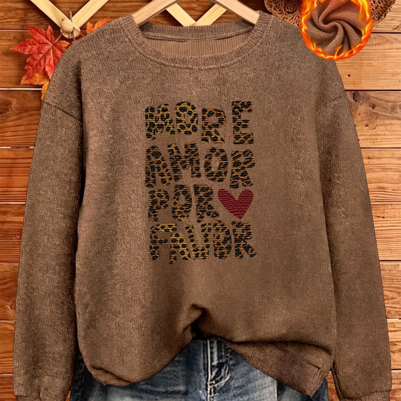 TEMU Pull pour femme avec imprimé " POR ️ FAVOR", avec un cœur rouge après "POR", haut chaud imprimé à manches longues