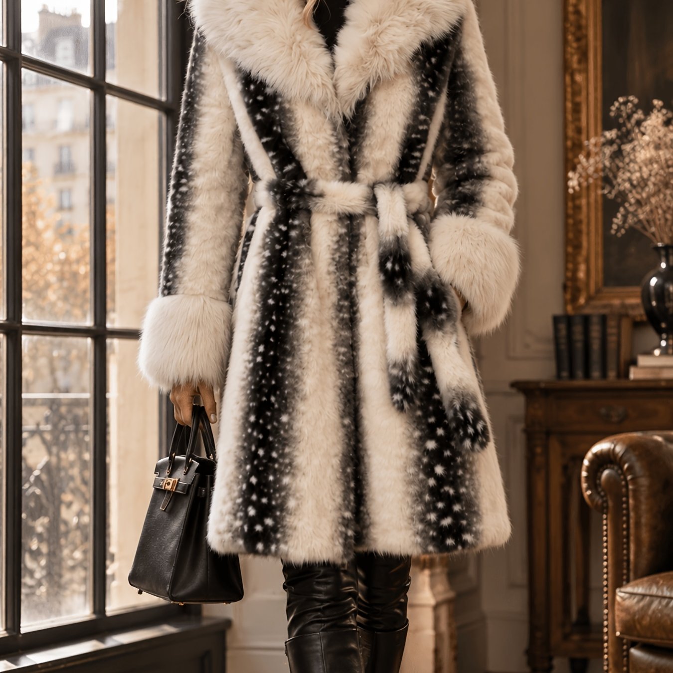 TEMU New Autumn/winter Women's Short Hooded Fluffy Jacket, Casual Fashion Thickened Long