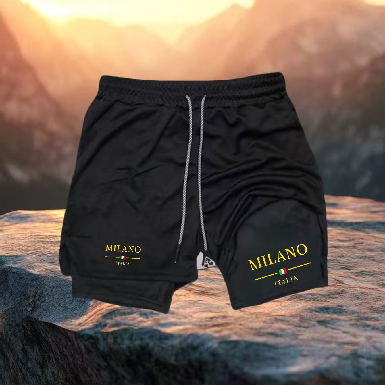 TEMU Men's Quick-dry Training Shorts With - -layer Design For & , Gym & Outdoor Shorts Suitable For Running, Weightlifting, - Machine Washable
