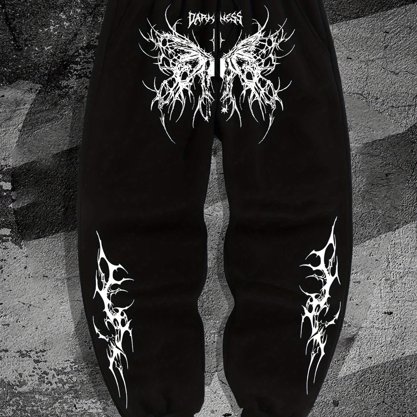 TEMU Gothic Dark Style Men's Casual Joggers For Campus Fall Season