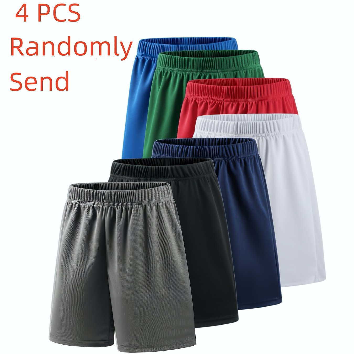 Image of Send 4pcs Of Boys' Summer Mesh Training Shorts For Older Children, Lightweight And Breathable Boys' Basketball Shorts, Solid Color Shorts For Older Kids, For Outdoor