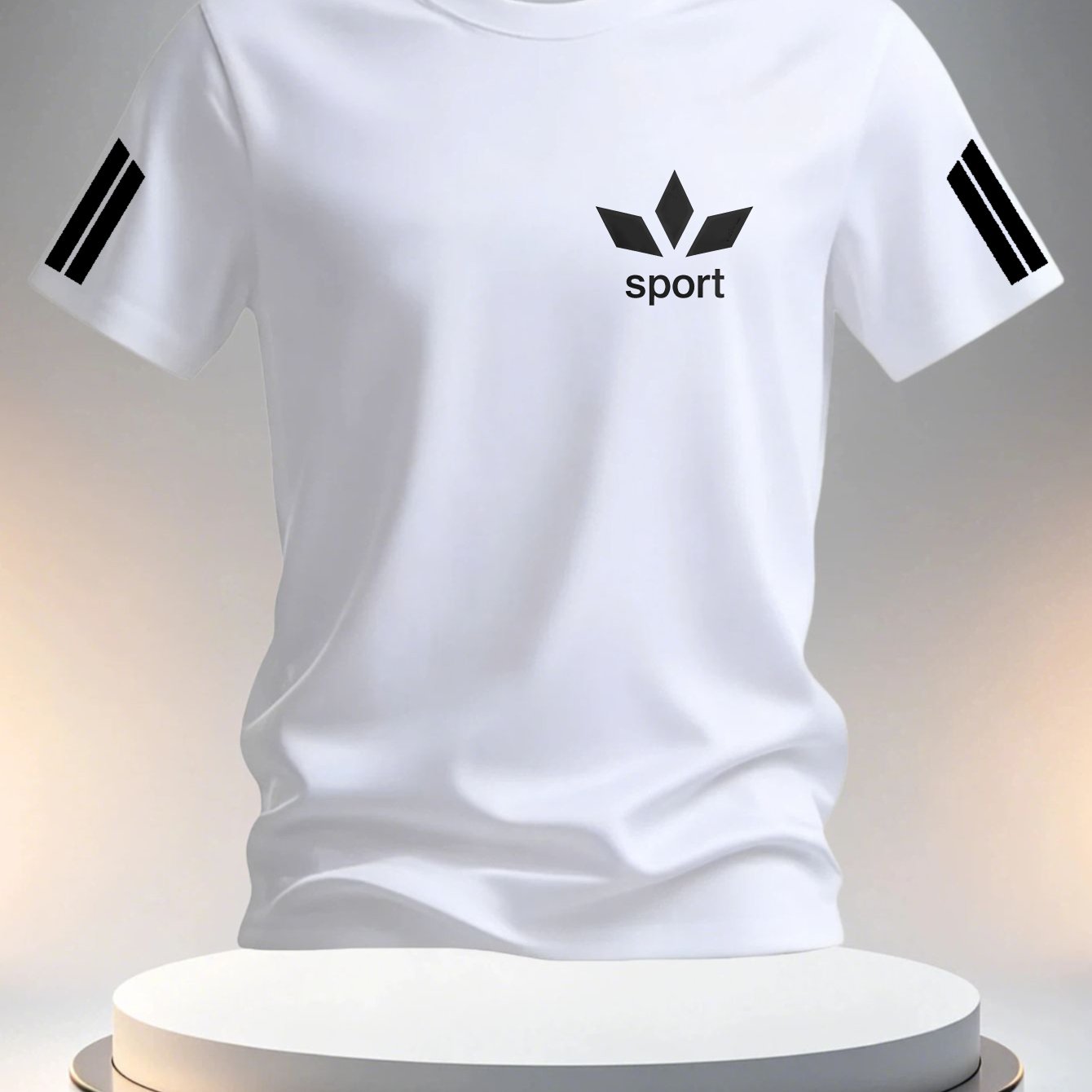 TEMU Leisure Men's Summer T-shirt White Sport Print T-shirt Fitness Casual Leisure