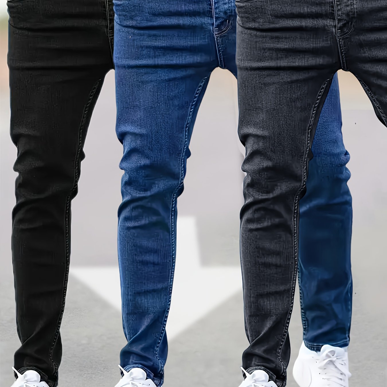 TEMU 3pcs Men's Fashion Slim Fit Jeans - Street Style Trendy Men's Jeans - Suitable For