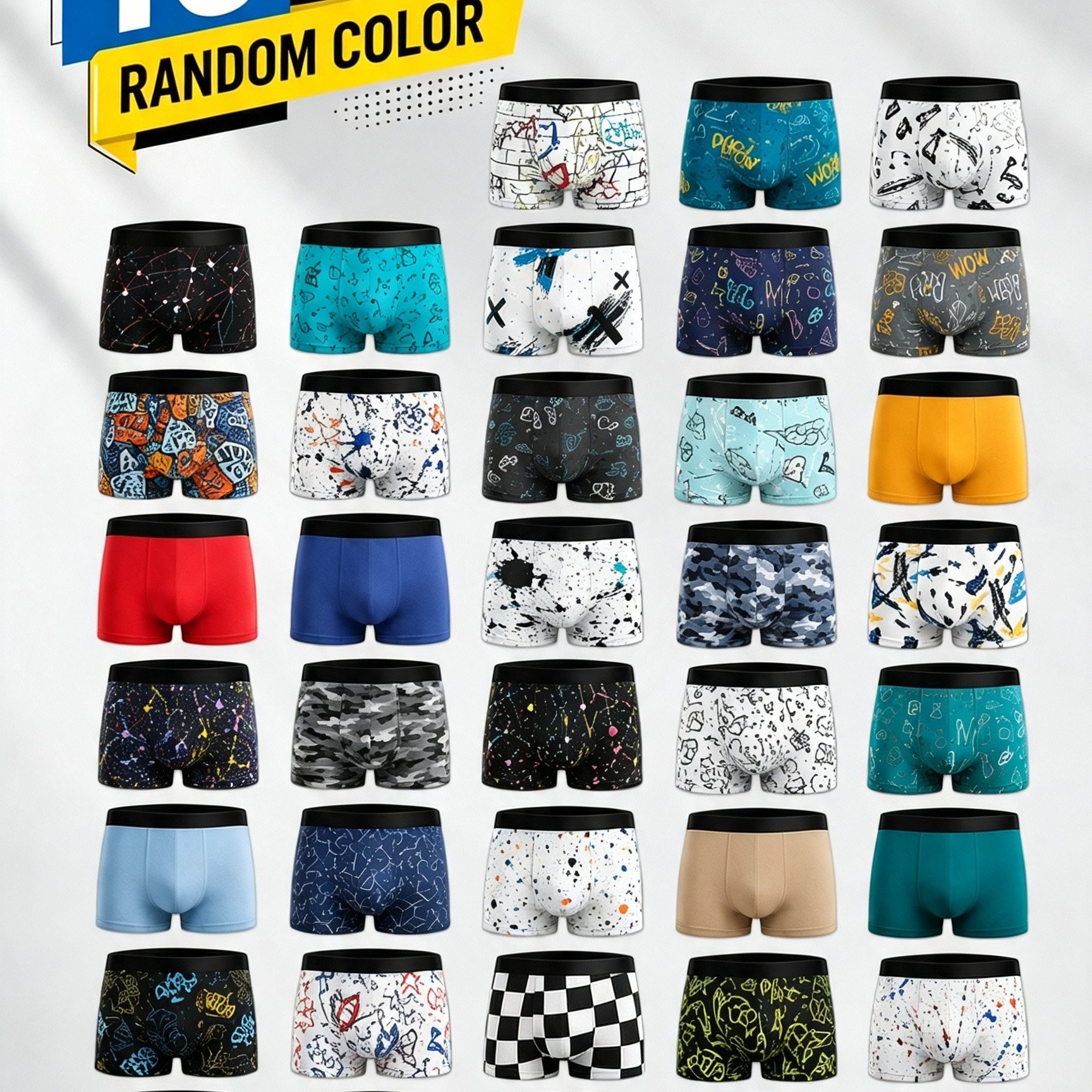 Image of 10pcs Men's Underwear, Random Style, Comfortable Daily Underwear For Men, Square Underwear With Elasticity, Breathable And Refreshing Fabric, Suitable For , Sports And Outdoor Play