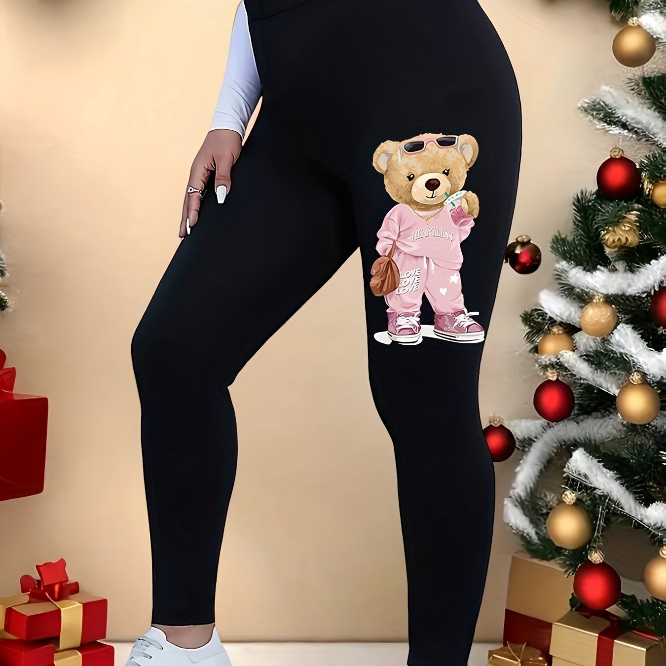 TEMU Plus Size - Plus Size - Hot Extended Plus Size Leggings, Women's Plus Size Printed Elastic Waist Long Pants Tights