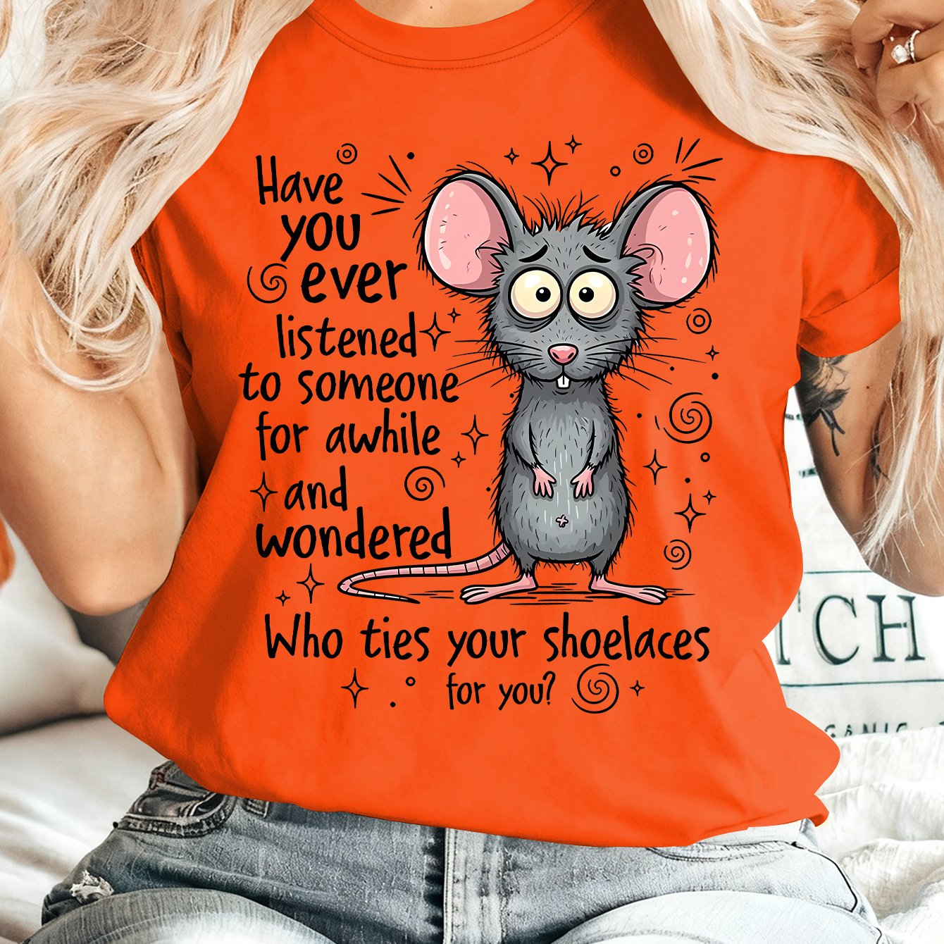 TEMU Women's Summer Clothing: Have You Ever Listened To And Wondered Who Shoelaces For You? Mouse Round Neck Short Sleeve Plus Size Friendly Women's