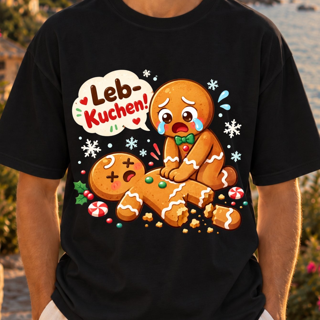 Image of Unisex Cute Christmas Gingerbread For Man For Man Cpr Lebkuchen Pun Graphic T-shirt Kawaii Cartoon Day Tee