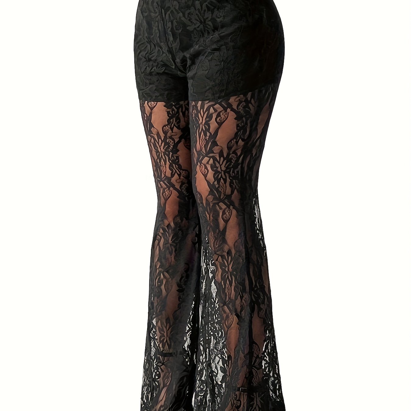 Plus Size, Plus Size Women's Bodycon Lace Flared Pants