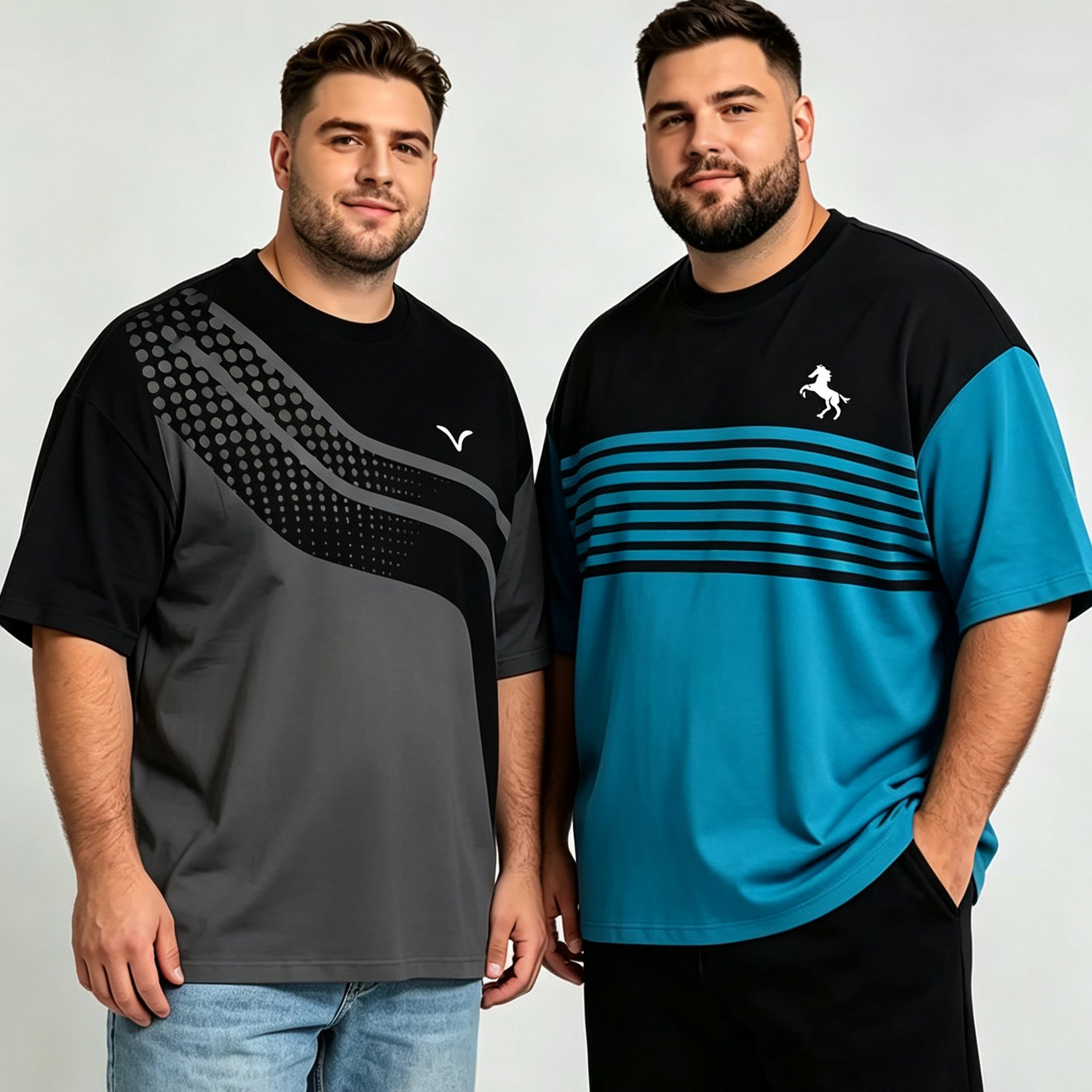 TEMU 2pcs Men's Plus Size T-shirts, Men's Short Sleeve Summer Crew Neck Tops, Graphic Print Apparel, Casual And Comfortable Pullovers, Suitable For