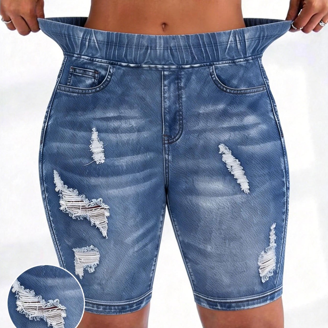 [Potiskane pajkice - Ne je denim blago] Efekt potiska - Ne je denim blago Ne- blago z učinkom obrabljenega potiska Ženske poletne elastične