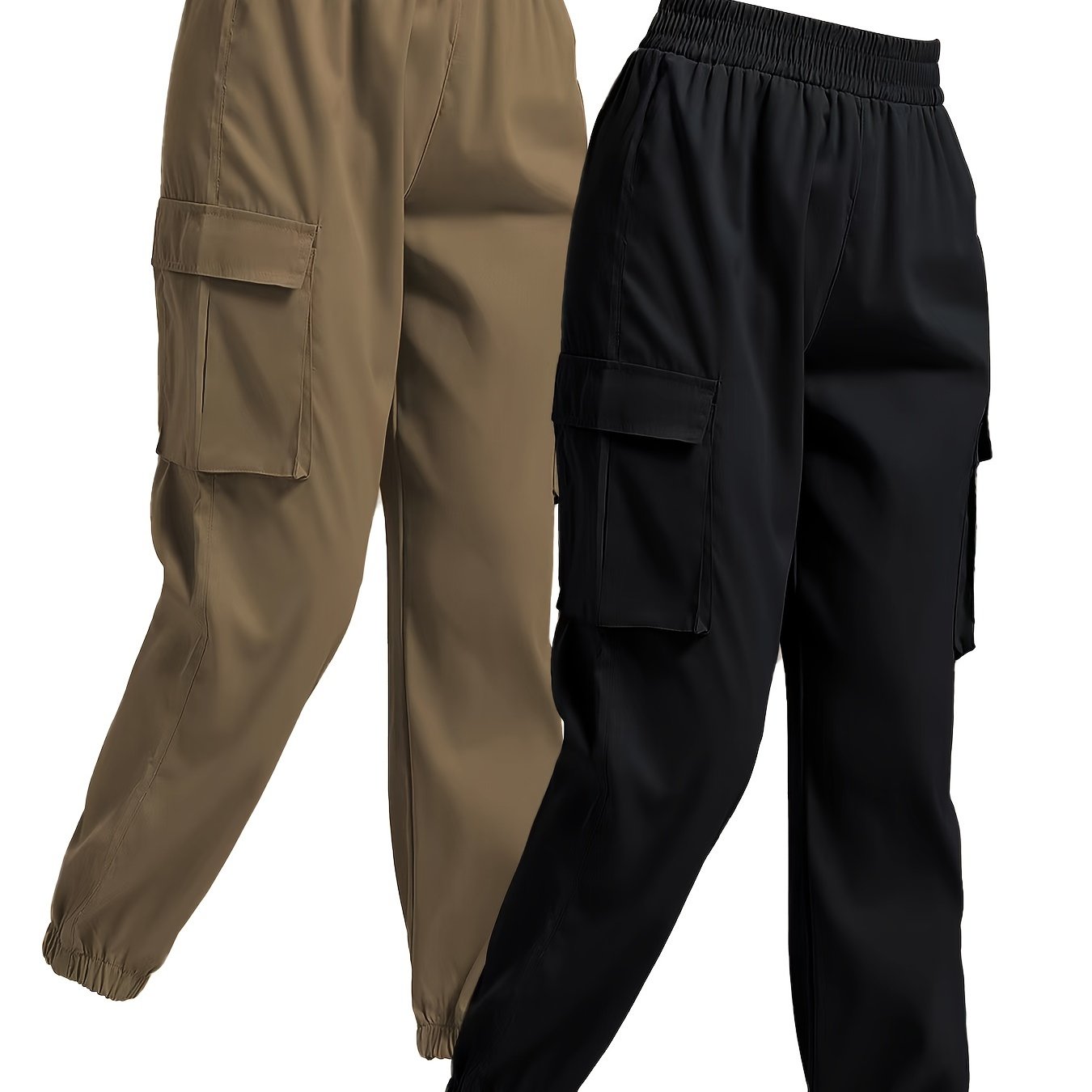 Women's High-waisted Wide- Jogger Pants With Pockets - Loose Trousers For, & Casual Attire | Solid Color Non-stretch Casual Pants Suitable For - Use