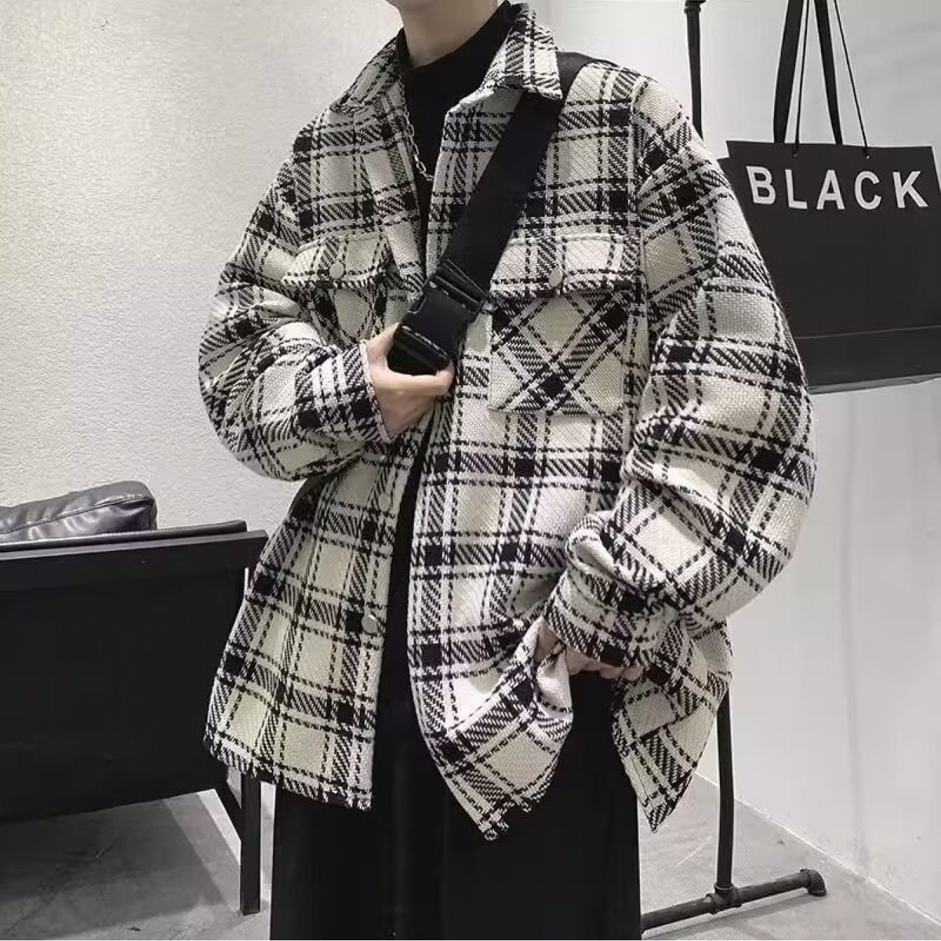TEMU 【メンズ】春秋 クール ジャケット トレンドブランド 香港スタイル 日本スタイル 原宿スタイル 韓国スタイル ゆったりフィット