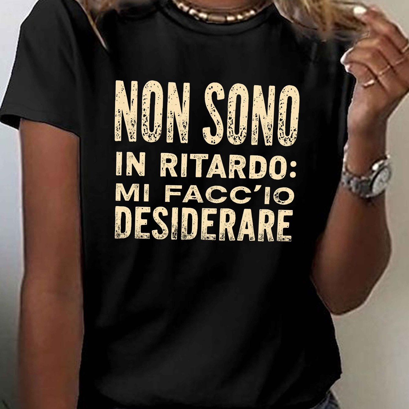 TEMU Graphic Print T-shirt, Short Sleeve Crew Neck Casual Top For Summer & Spring, Women's Clothing
