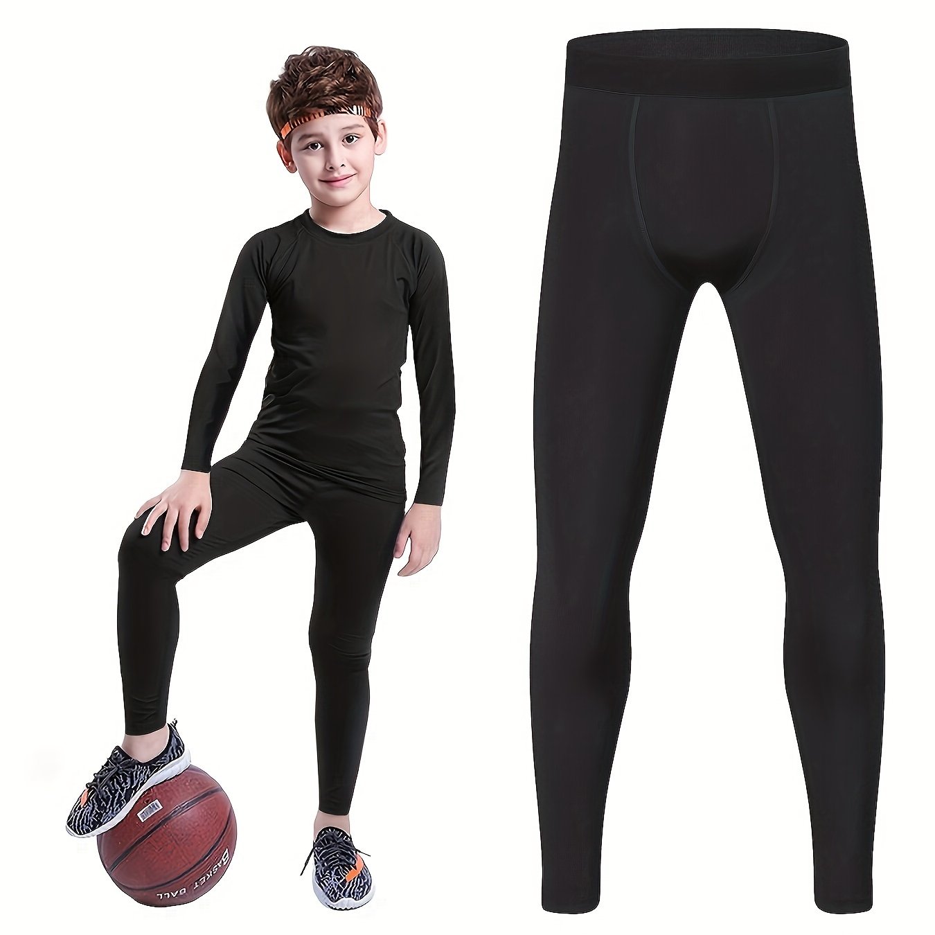 Telaleo Youth Compression Leggings - Athletic Base Layer For Running, Hockey, Basketball - Moisture-wicking, Quick-drying, Breathable