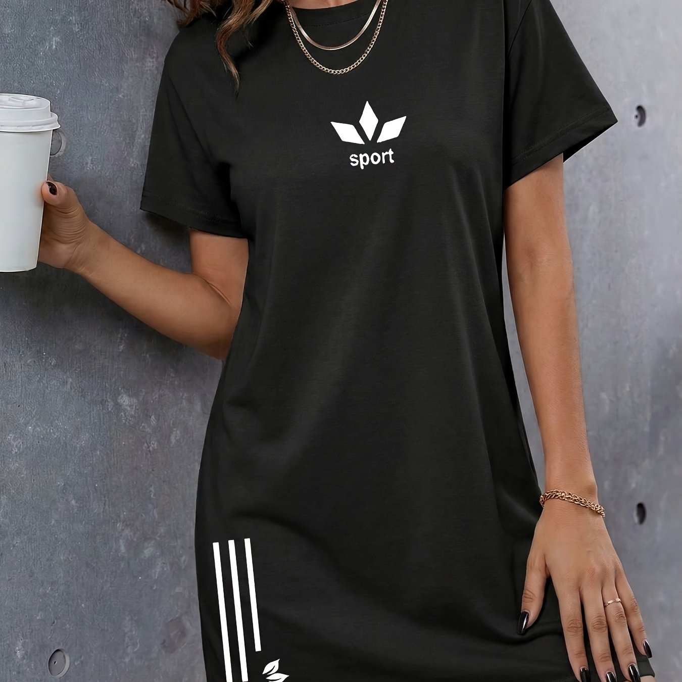 Women's Dress - Spring/summer Extended T-shirt - Casual Fashion Printed Round Neck Loose Dress, Women's Top, Multi-scene Wear, Casual