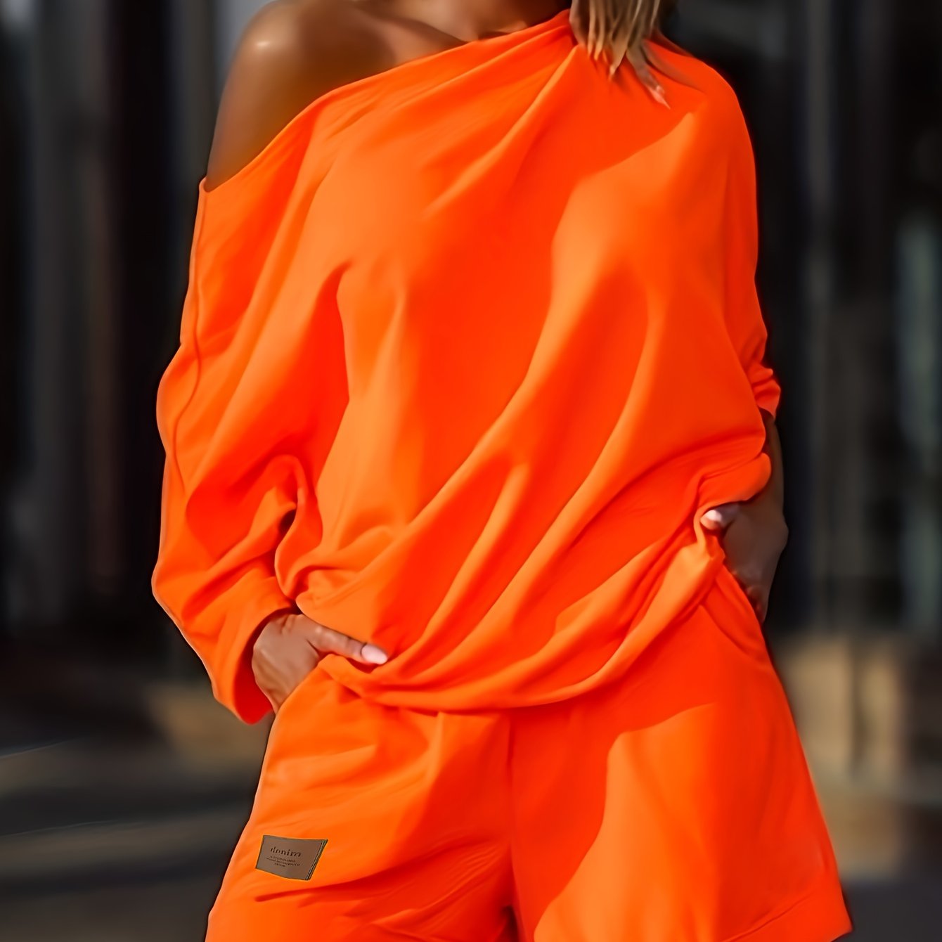 Square Neck Off-shoulder Loose Two-piece Set