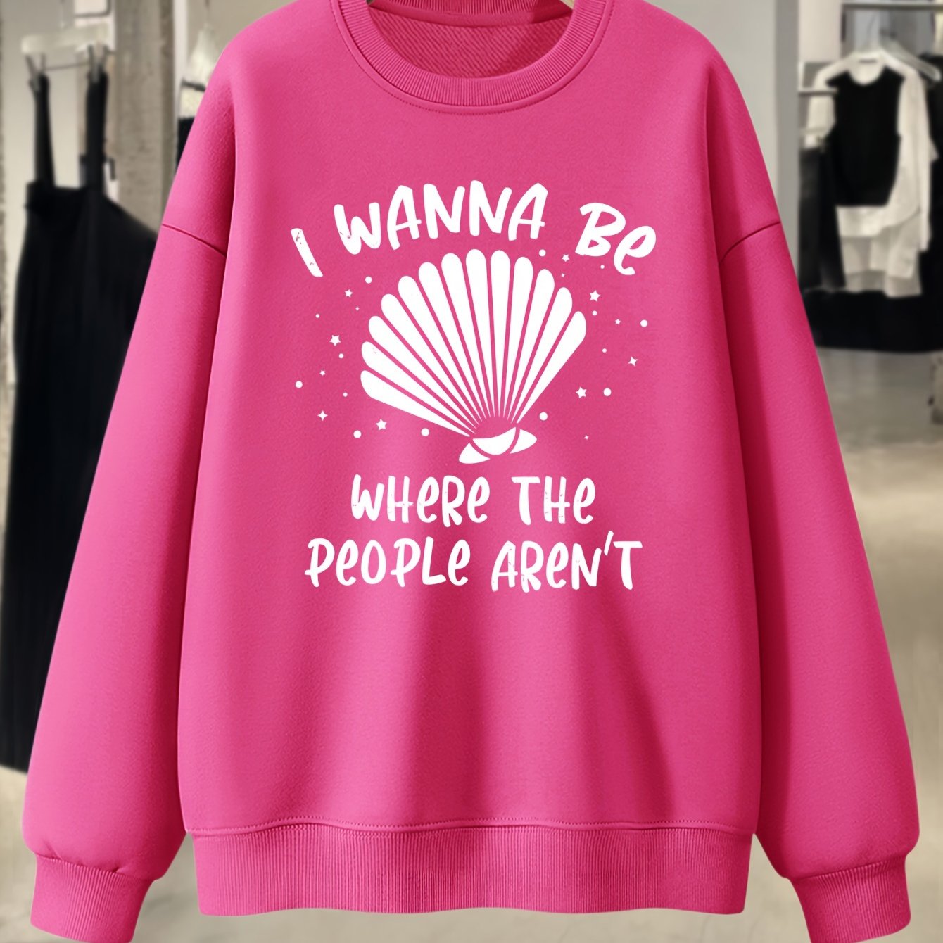 TEMU Plus Size, Plus Size Mermaid Letter Print Sweatshirt, Crew Neck Casual Sweatshirt For Fall & Spring, Women's Plus Size Clothing
