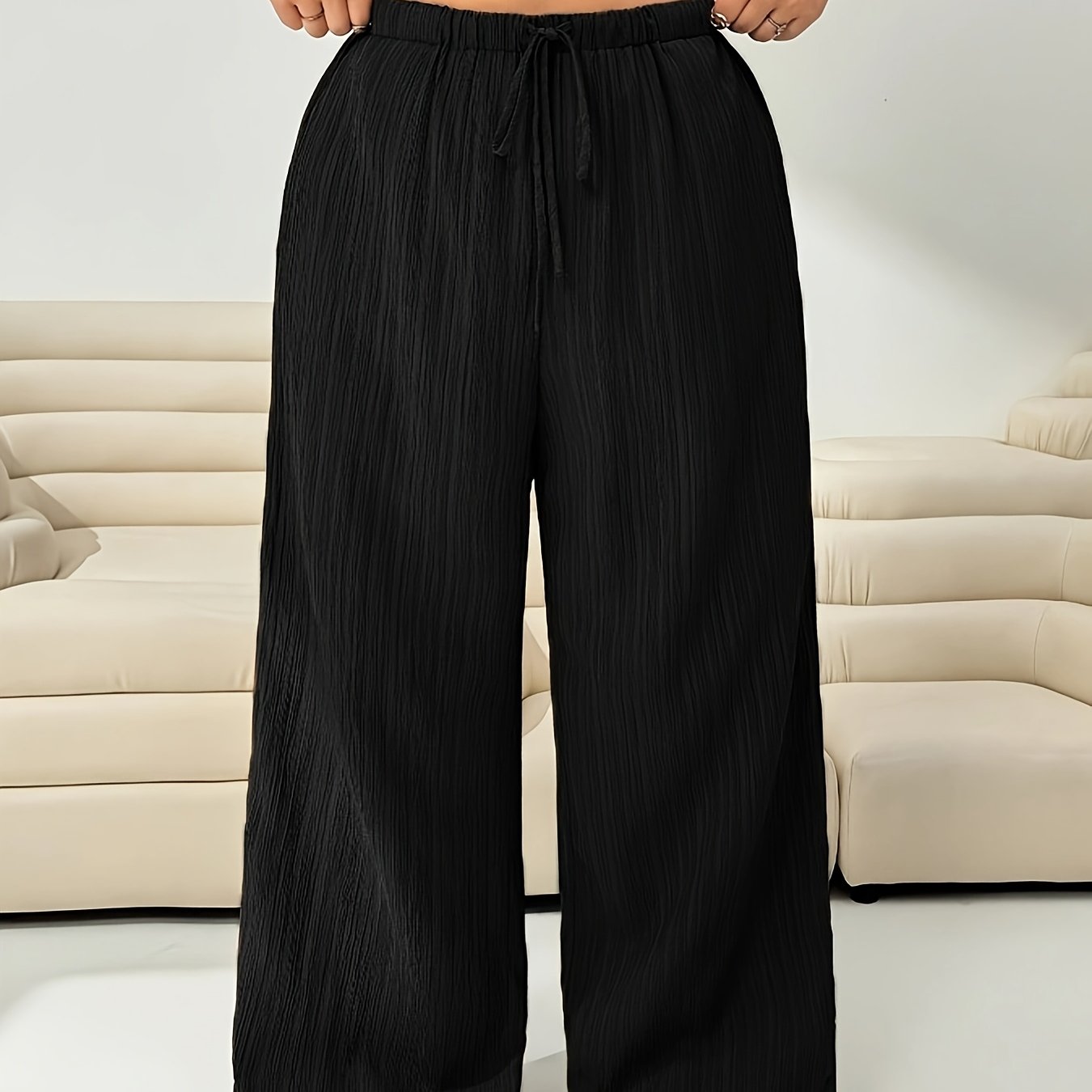 E-shop Plus Size Damenhosen - Elegante Gerade Beinhose, -Hose für Formelle & Lässige Anlässe, Komfortable Textilhose mit Vollständiger Abdeckung, Nicht