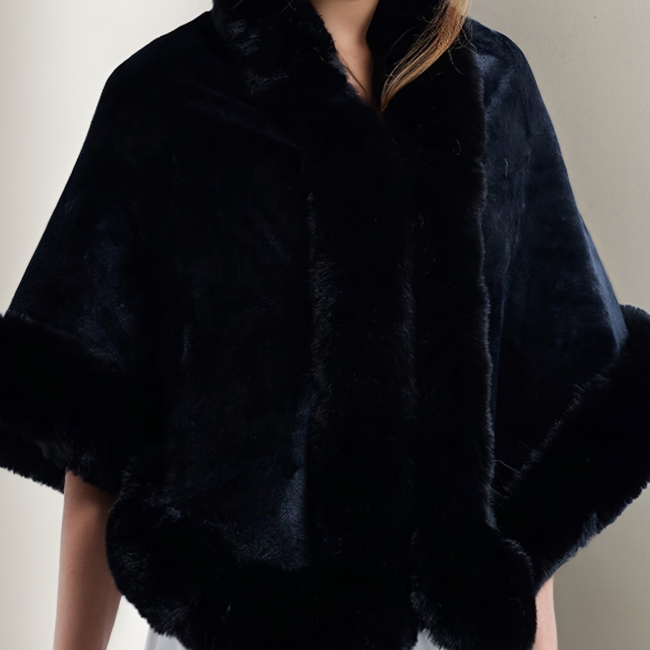 TEMU Plus Size - Plus Size - A Handcrafted High-end Long Solid Color Mink Thickened Shawl Vest, Stylish And Versatile, Suitable For Evening Parties,