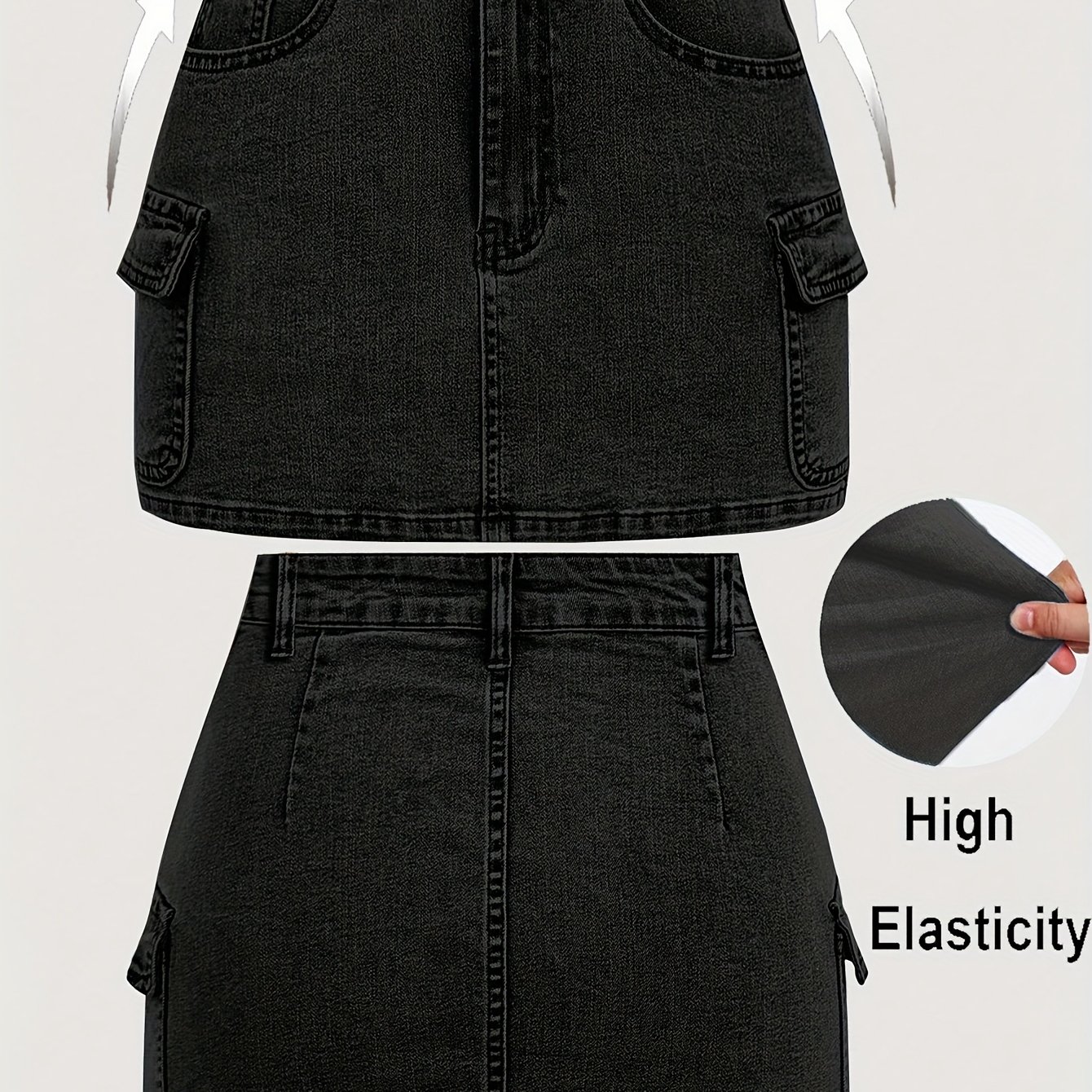 Casual Utility Women's High-stretch Denim Skirt