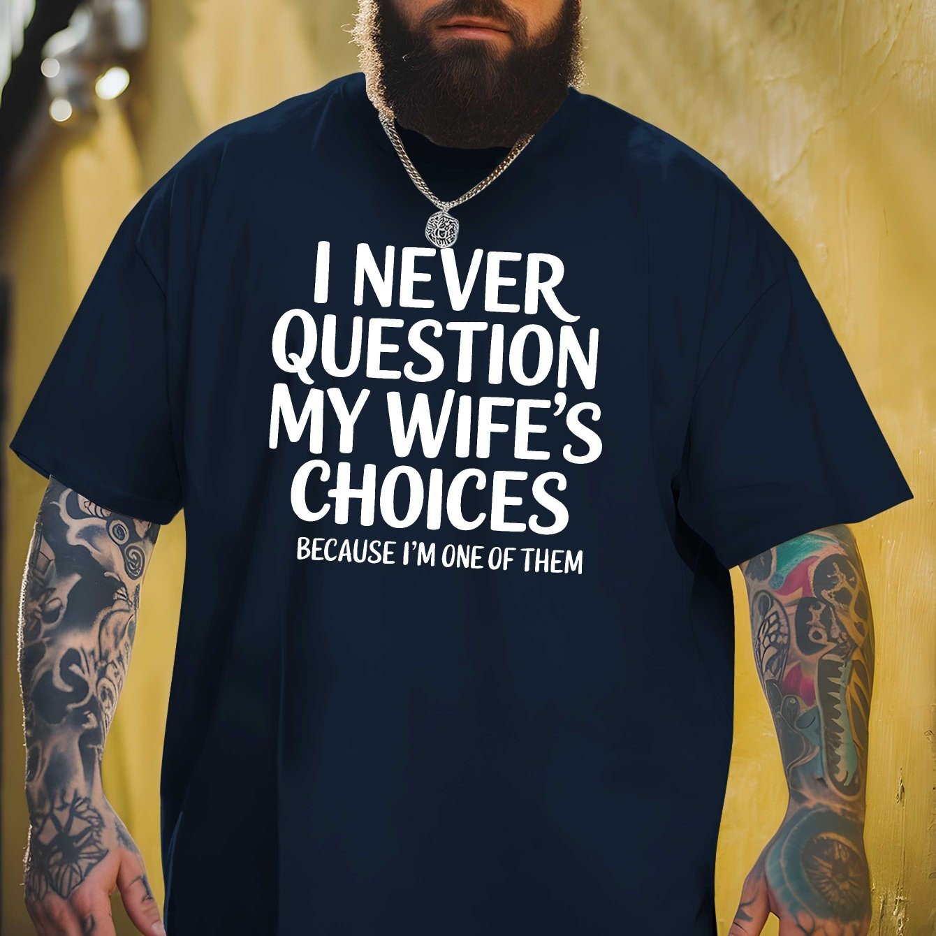 TEMU Men's Printed T-shirts For Outdoor Sports And Casual Wear, Including Plus-size Loose Options, Your Wife's , Plus Size
