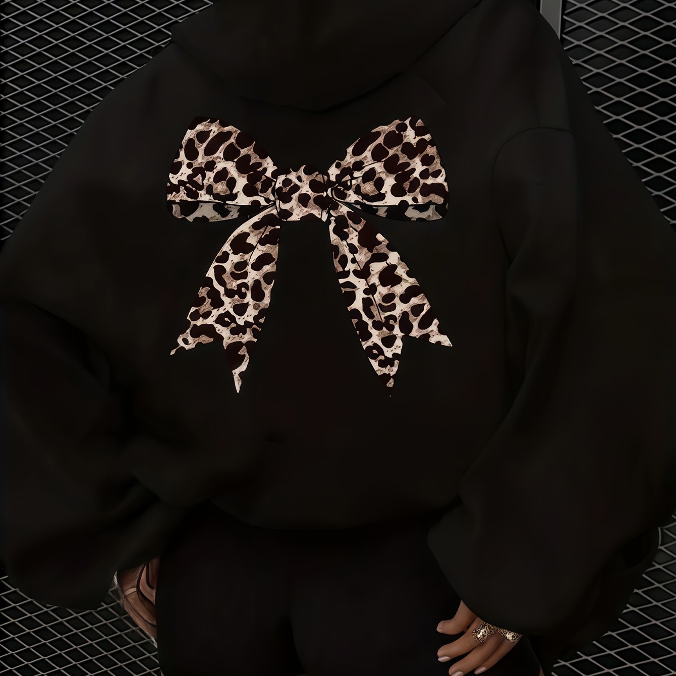 TEMU D92 - Sweat à capuche femme à motif léopard avec nœud, sweat décontracté polyvalent, lavable - LJ2921QJF