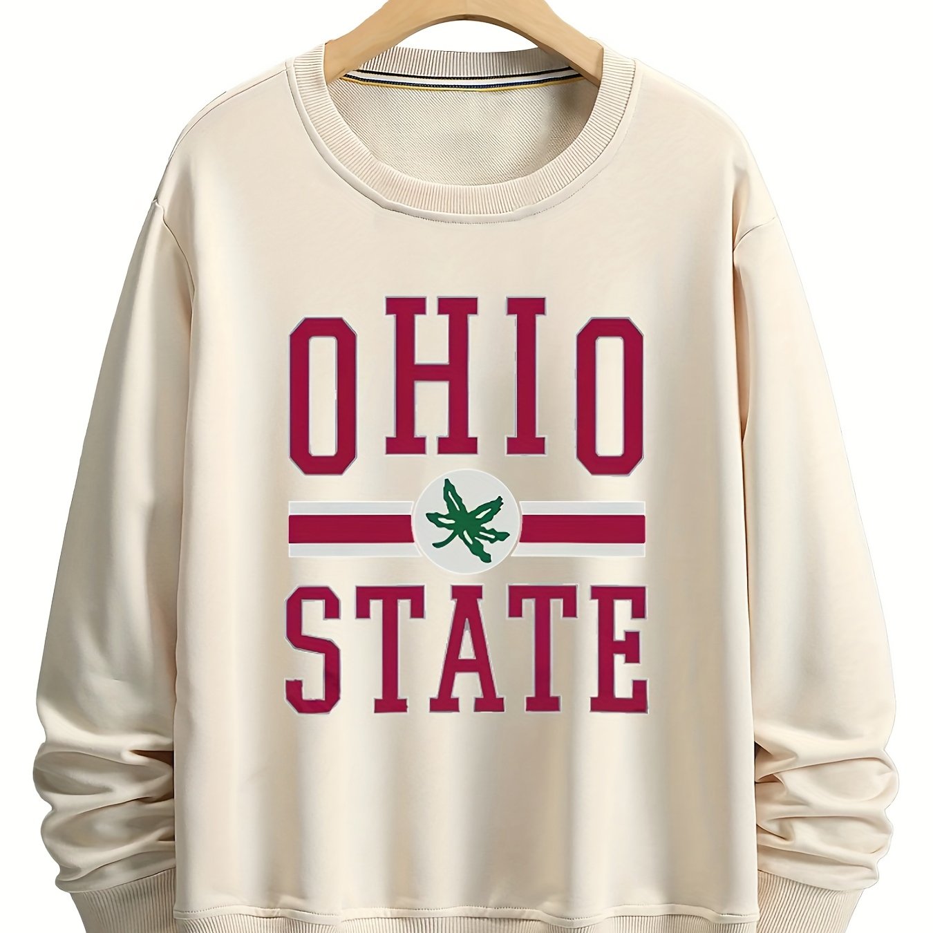TEMU Ohio State Men's Crewneck Sweatshirt, Long-sleeved Sweatshirt, Trendy And Fashionable , Sports Sweatshirt, Suitable For Casual Wear, Holiday Gifts