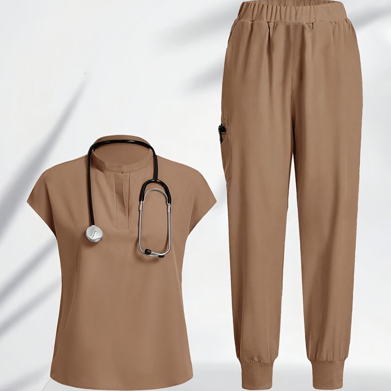 TEMU Ensemble décontracté femme : Veste et pantalon à manches courtes et col montant, tenue de travail légère pour les quotidiens, jogging, vêtements