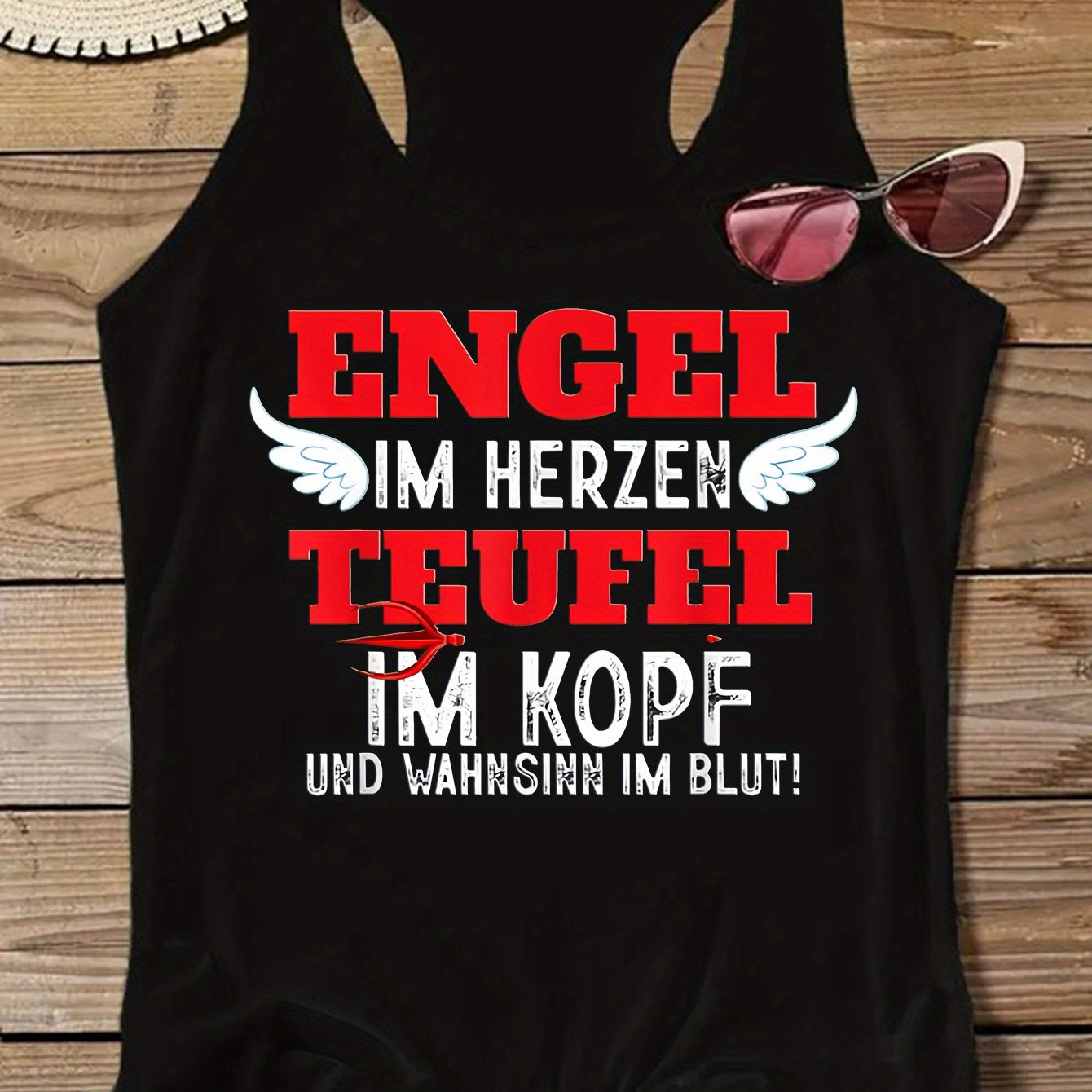 Image of With Angels And Demons , In The Blood. A Sleeveless Tank Top With Printed Patterns, Stylish Summer Wear For Women, Fashion, Made Of With Stretch