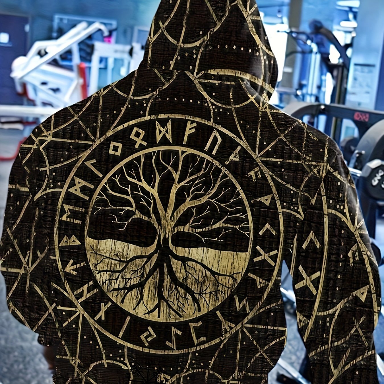 TEMU Men's Stylish Casual Hoodie - 3d Geometric Pattern Print Pullover Sweatshirt, Trendy And Unique Hooded Sweatshirt, Halloween Costume -
