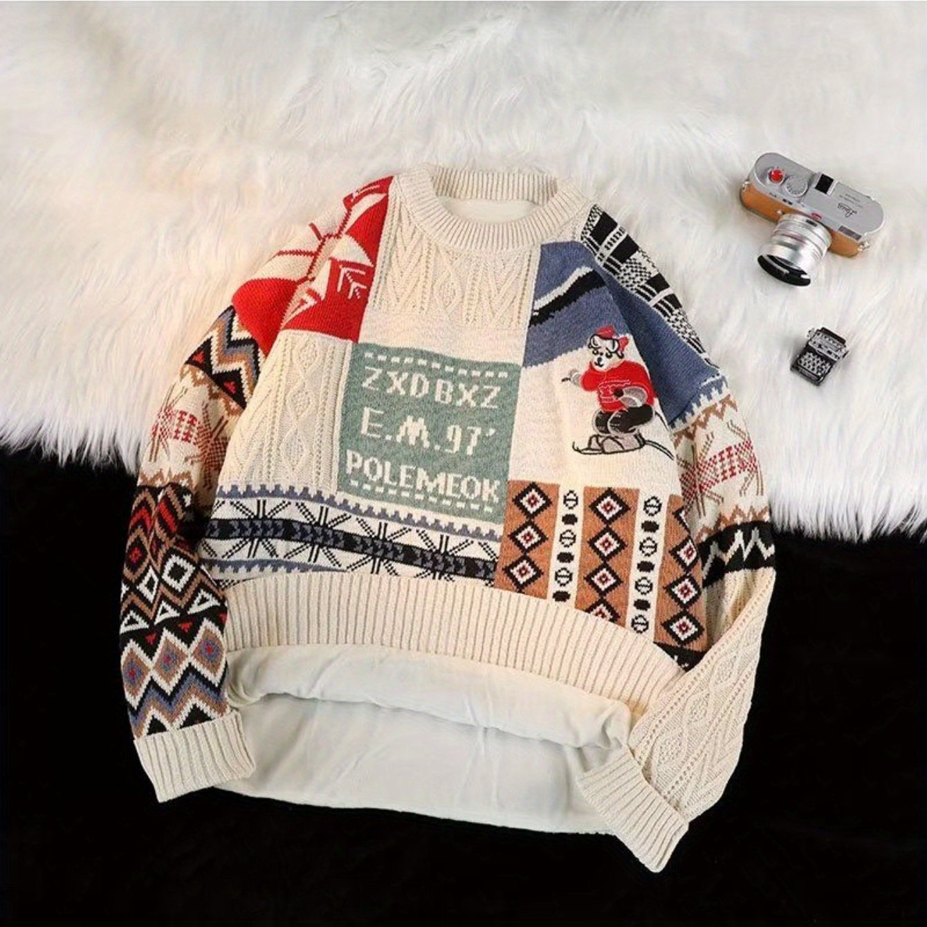 TEMU Men's Christmas High Neck Loose Sweater Style Padded Thickened Sweaters