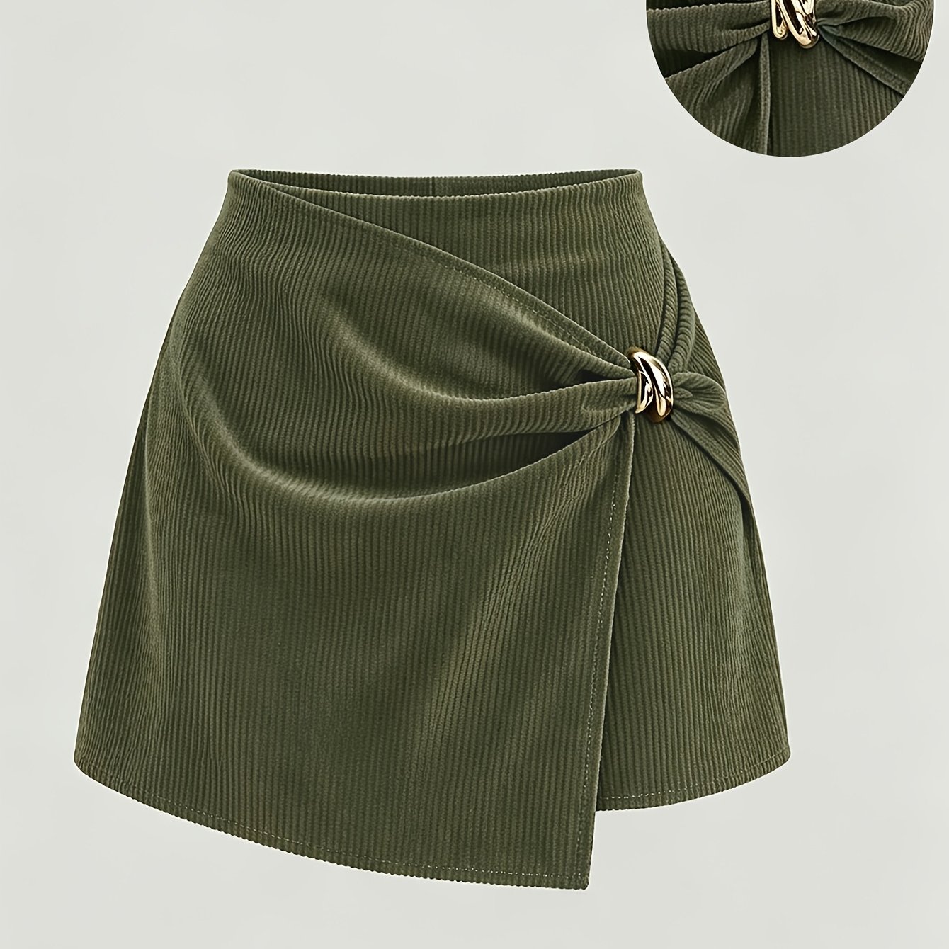 TEMU Damen Cordhose, Vintage Rock Y2K Cordhose Elegant, Einfach, Retro Stil, Exquisites Urban Fashion , Verziert mit Metallschnallen, die Taille,