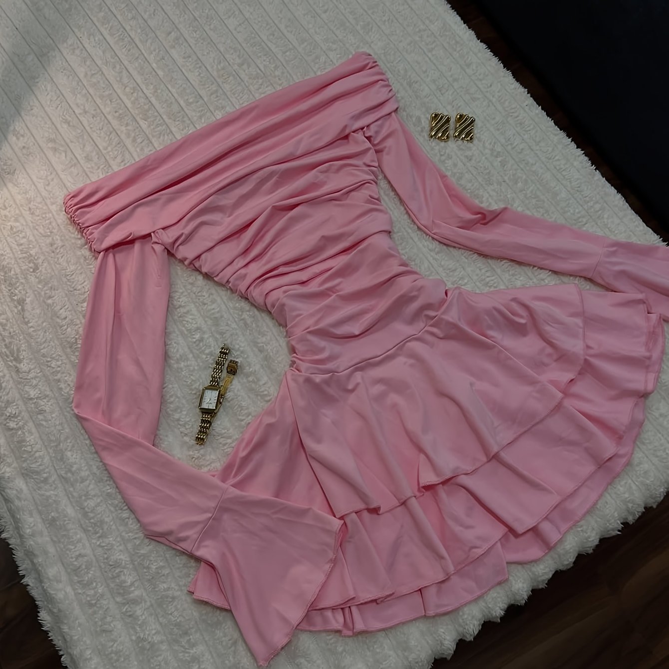E-shop Damenmode Revers Slim Fit Ausgestelltes Langarm Kuchenkleid